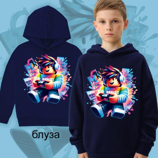 Блуза с качулка ROBLOX в тъмносиньо