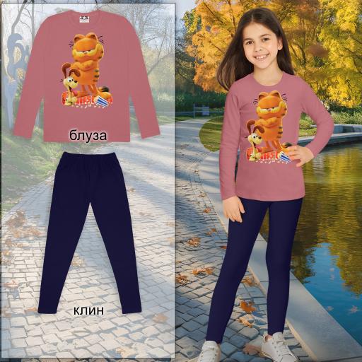 Комплект тънък 2 части (б/к) Гарфилд цвят пепел от рози