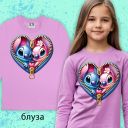 Блуза тънка Стич и Ейнджъл в виолетово