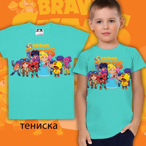 Тениска с Brawl Stars в мента