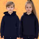Суичър плътен едноцветен с качулка в тъмносиньо
