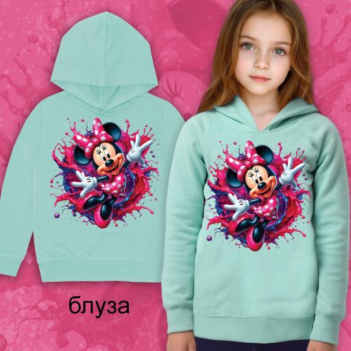 Блуза с качулка Мини Маус в синьо