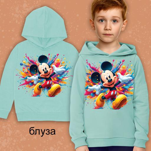 Блуза с качулка Мики Маус в синьо
