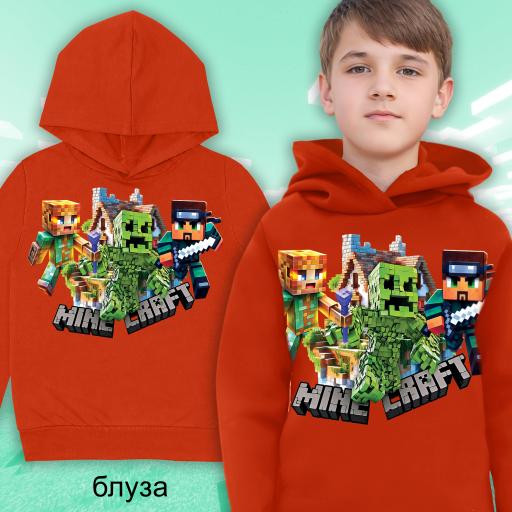 Блуза с качулка Майнкрафт в керемида