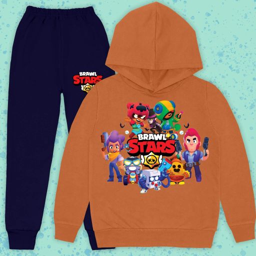 Комплект плътен 2 части (б.к/д) Brawl stars в кафяво