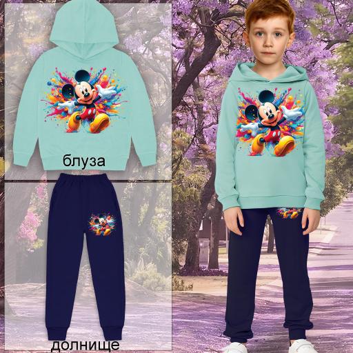 Комплект плътен 2 части (б.к/д) Мики Маус в синьо