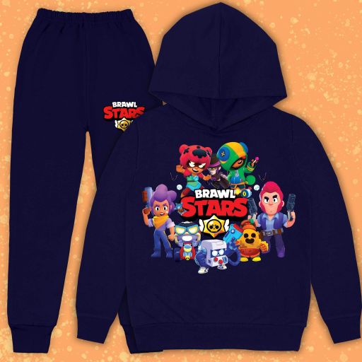 Комплект плътен 2 части (б.к/д) Brawl stars тъмносиньо