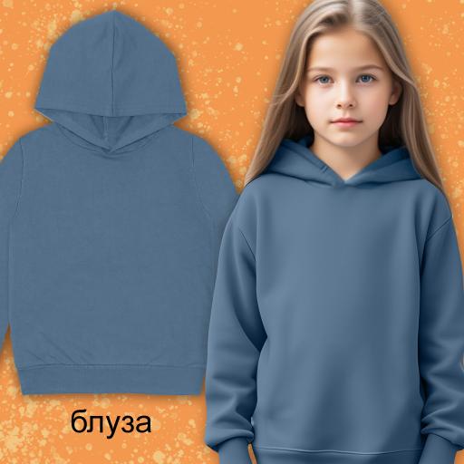 Блуза едноцветна с качулка в парламент