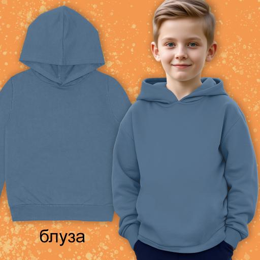 Блуза едноцветна с качулка в парламент