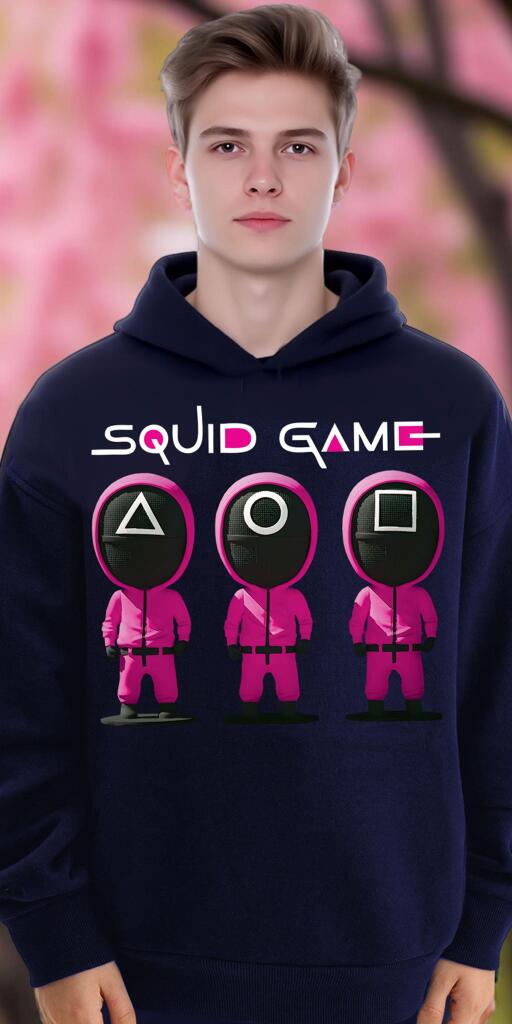 Блуза с качулка Скуид гейм (Squid Game) тъмносиньо