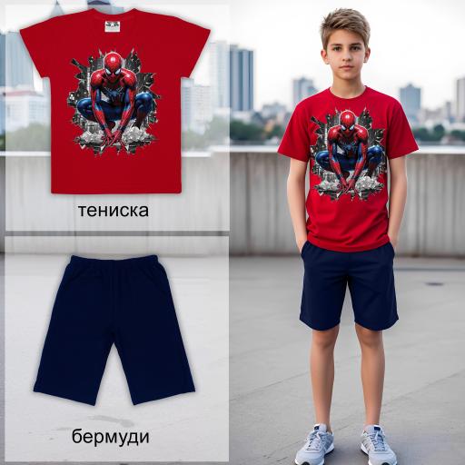 Комбинация 2 части (т/б) Спайдърмен в червено