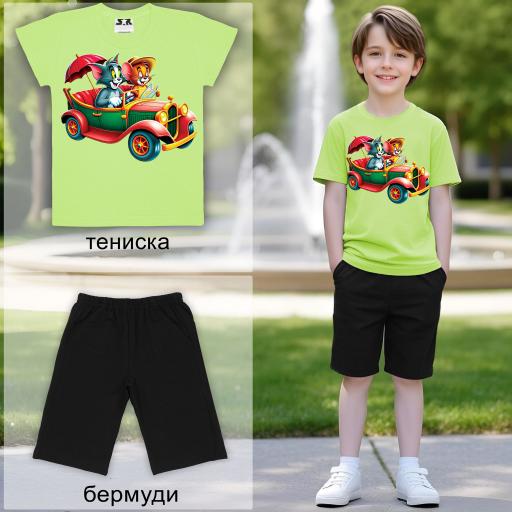 Комбинация 2 части (т/б) Том и Джери в резеда