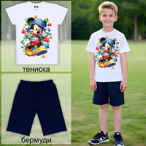 Комбинация 2 части (т/к) Мики Маус в бяло