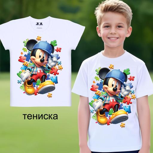 Тениска с Мики Маус в бяло