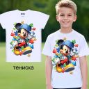 Тениска с Мики Маус в бяло