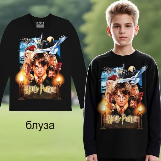 Блуза тънка Хари Потър в черно