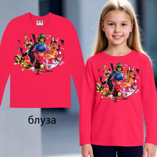 Блуза тънка Калинка и Котарака в корал