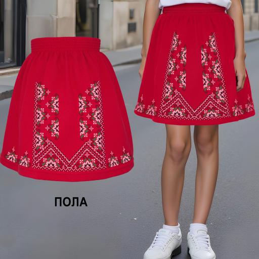 Пола в червено с фолклорни мотиви 2