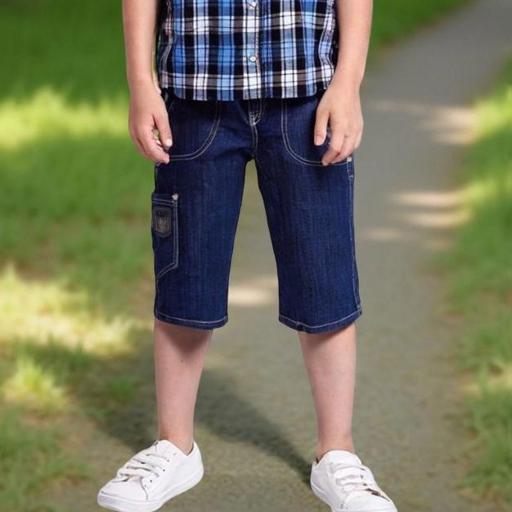 Дънков панталон под коляното в тъмносиньо