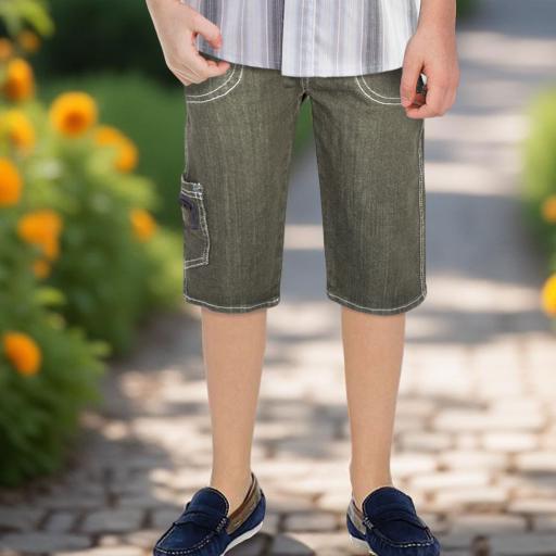 Дънков панталон под коляното в сиво