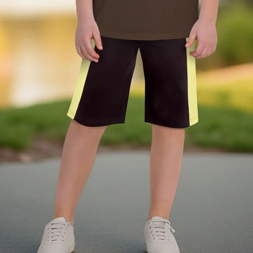 Бермуди 3/4 с кант в кафяво и жълто