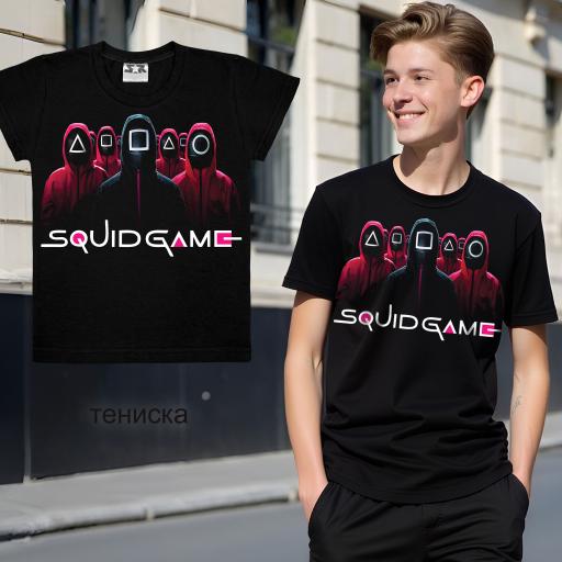 Тениска Скуид гейм черно