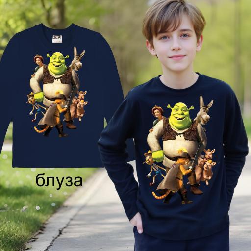 Блуза тънка Шрек в тъмносиньо