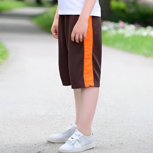 Бермуди 3/4 с кант в кафяво и оранжево