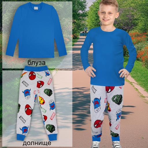 Комплект 2части (б/д) с долнище Защитници в синьо