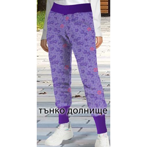 Долнище тънко с цветя във виолетово