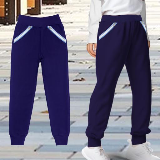 Долнище с ципове и щрик в тъмносиньо и синьо