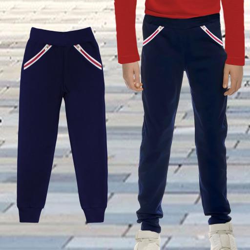 Долнище с ципове и щрик в тъмносиньо и червено