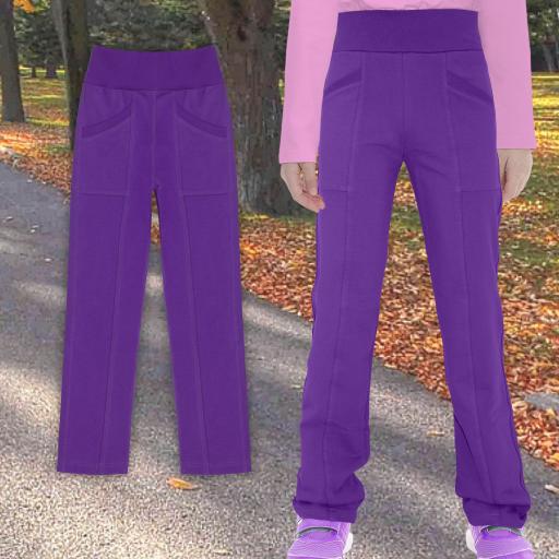 Панталон прав с джобове в тъмновиолетово