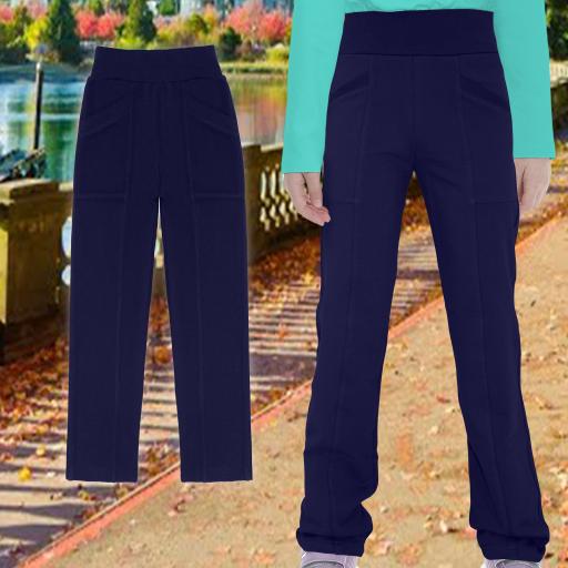 Панталон прав с джобове в тъмносиньо