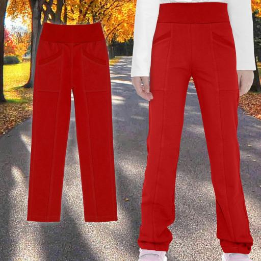 Панталон прав с джобове в червено