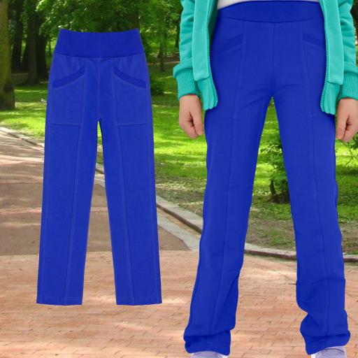 Панталон прав с джобове в мастиленосиньо