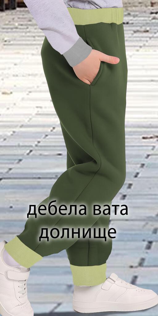 Долнище дебела вата в тъмно хаки