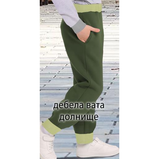 Долнище дебела вата в тъмно хаки