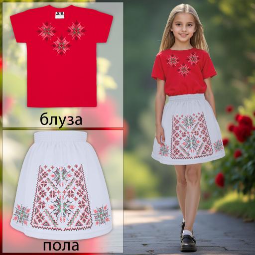 Комбинация 2 части (тен./пола) фолклорни мотиви ЧБ-1