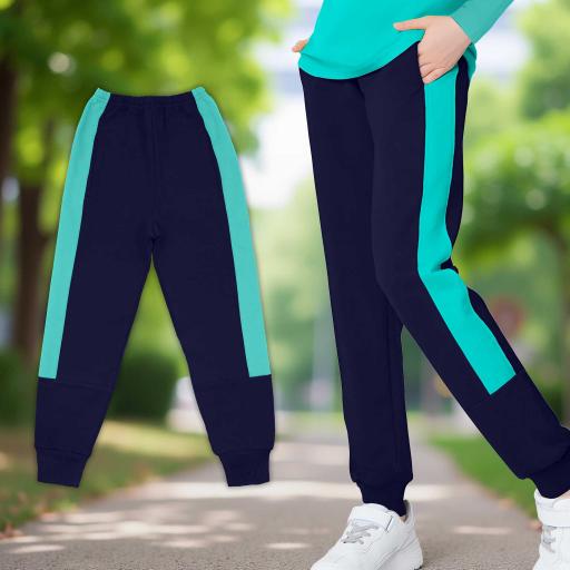 Долнище в тъмносиньо с кант в мента