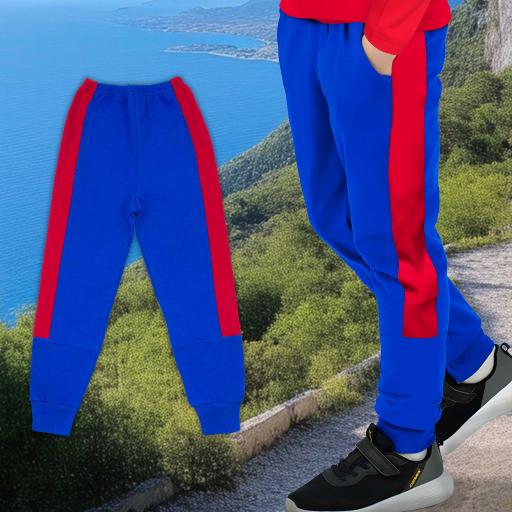 Долнище в мастиленосиньо с кант в червено