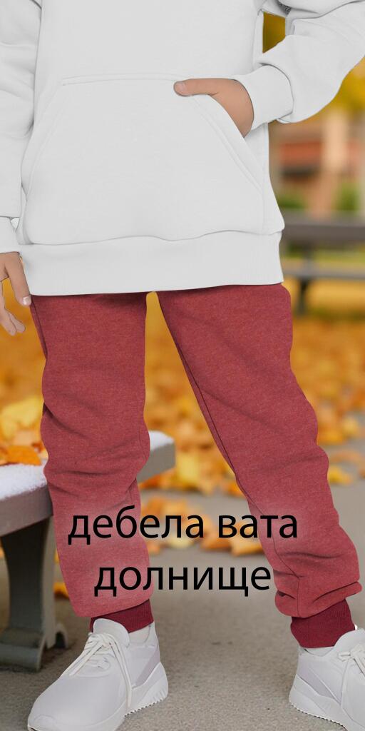 Долнище дебела вата цвят вишна