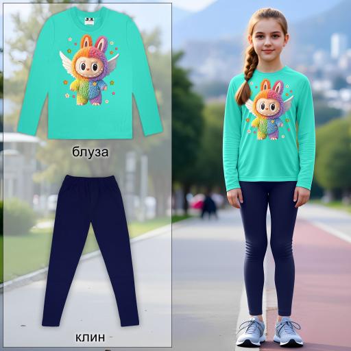 Комплект тънък 2 части (б/к) Лабубу в мента