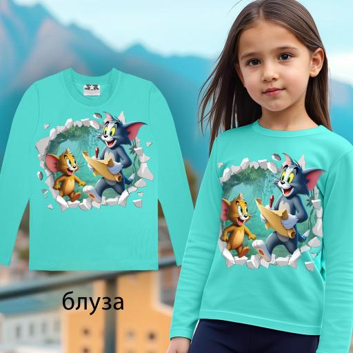 Блуза тънка Том и Джери в мента