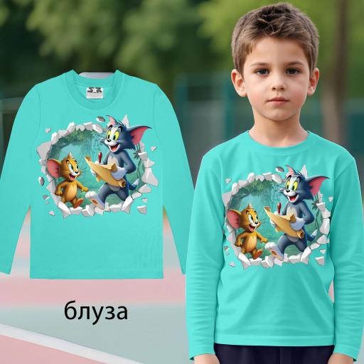 Блуза тънка Том и Джери в мента