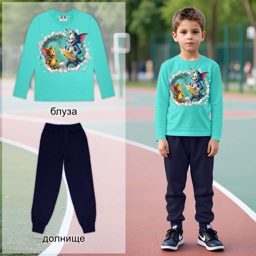 Комплект тънък 2 части (б/д) Том и Джери в мента