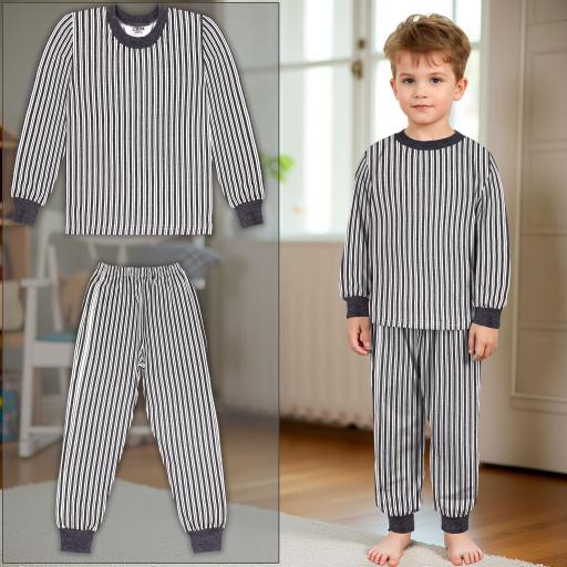 Пижама плътна с райе в тъмносиво