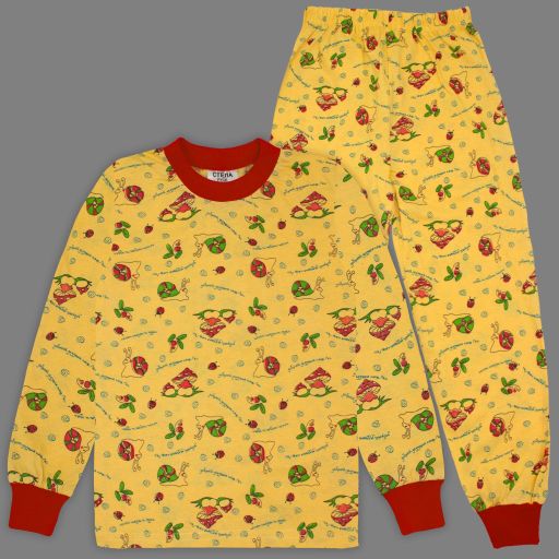 Пижама с гъбки и охлювчета в жълто