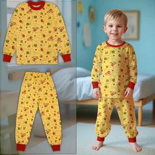 Пижама с гъбки и охлювчета в жълто