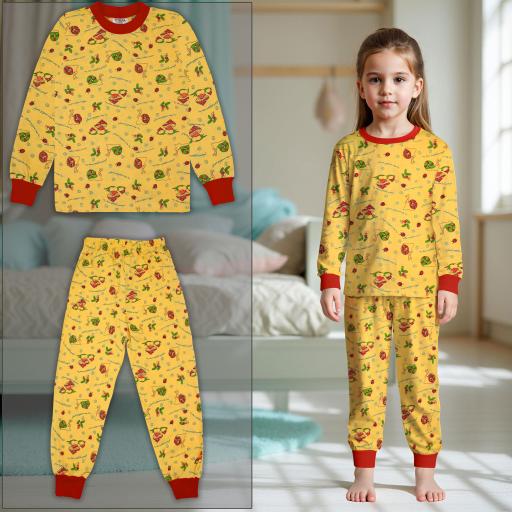 Пижама с гъбки и охлювчета в жълто